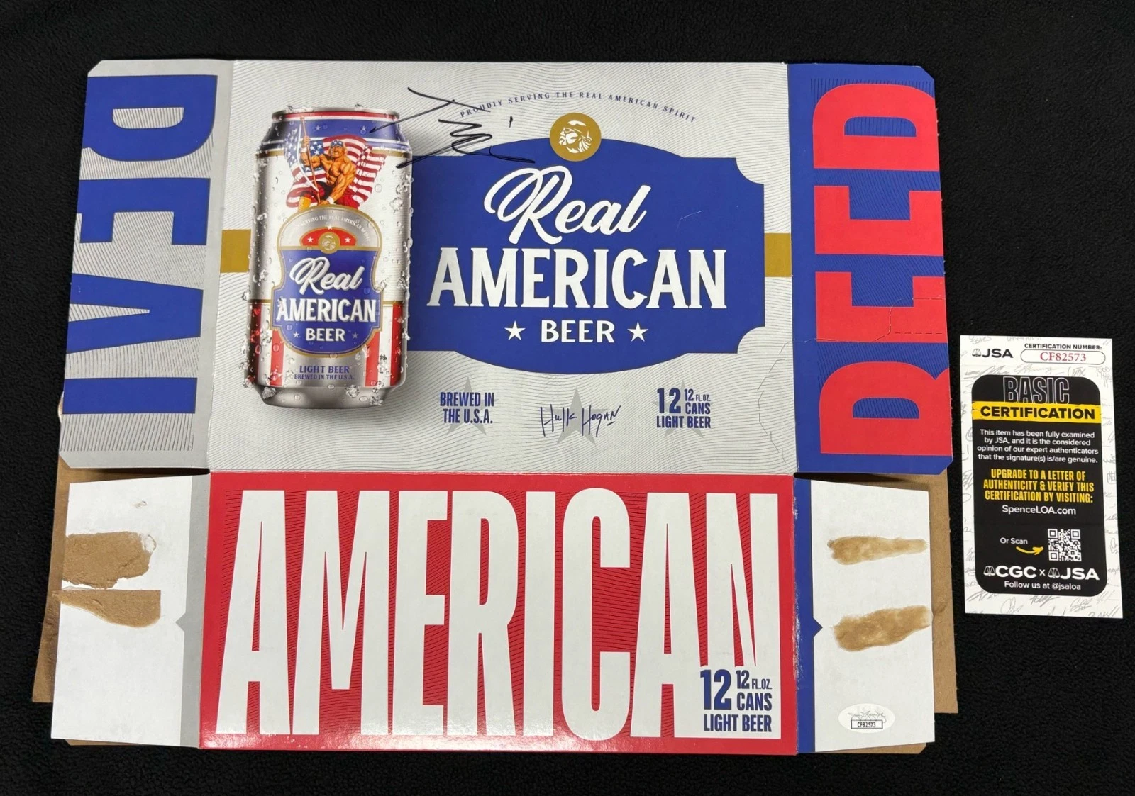TIFFANY STRATTON SIGNED REAL AMERICAN BEER FLATTENED CASE BOX JSA COA COLLECTIBLE MEMORABILIA
