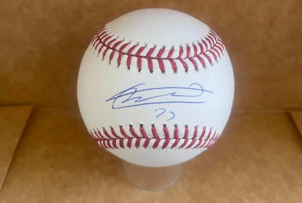 VLADIMIR GUERRERO JR. BLUE JAYS SIGNED AUTOGRAPHED M.L. BASEBALL BECKETT AUTH