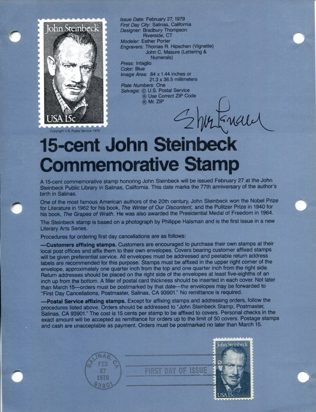 Elmore Leonard Justified Western Mystery Author Signed Autograph FDC Sheet