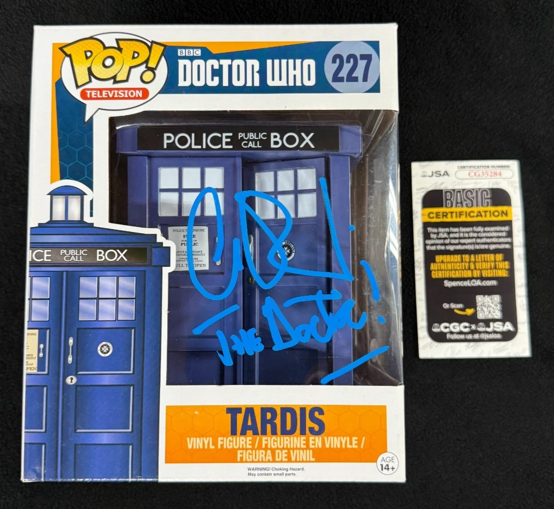 Christopher Eccleston Signed Doctor Who TARDIS Funko Pop Figure JSA COA