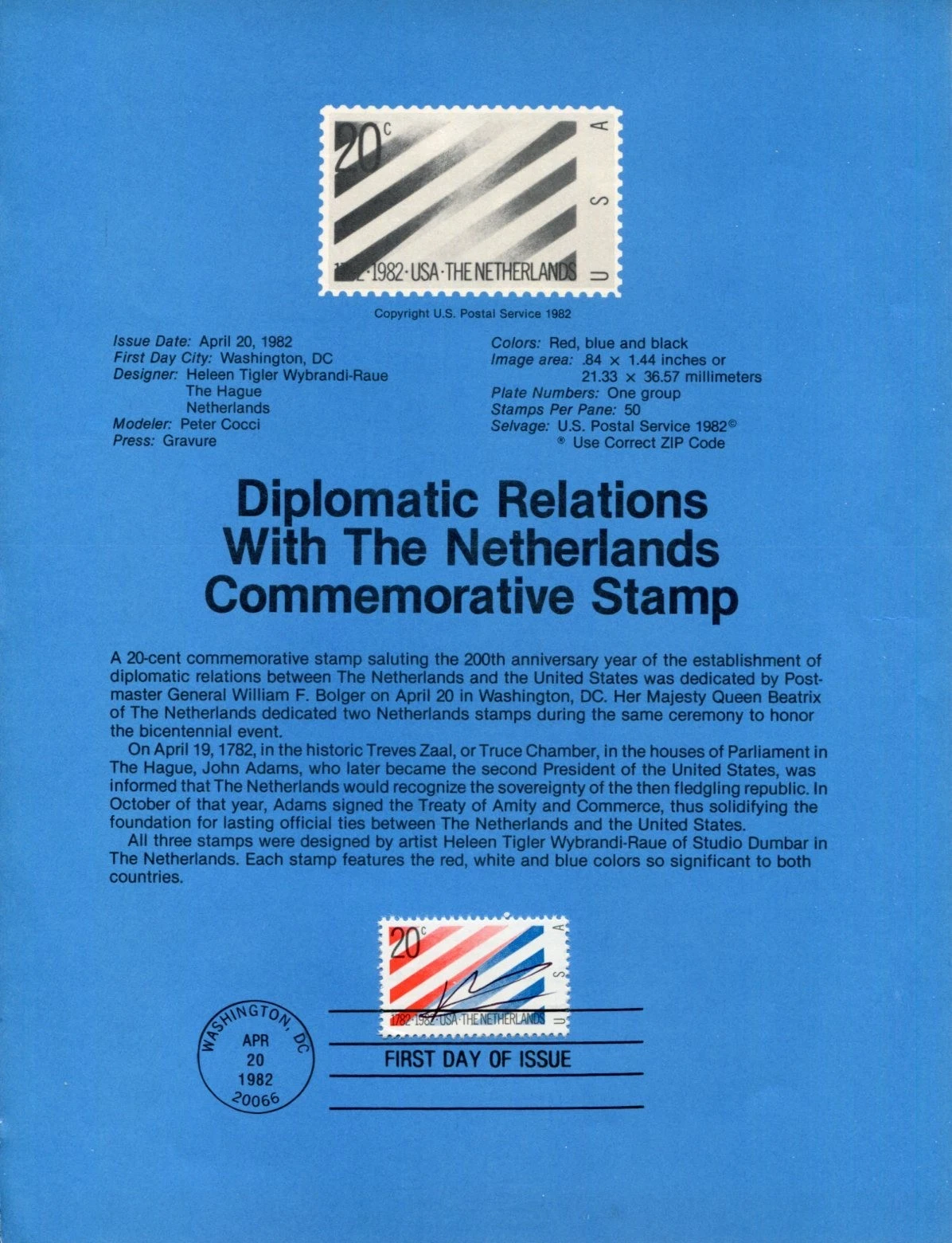 ANDRE HASPELS NETHERLANDS AMBASSADOR UNITED STATES SIGNED AUTOGRAPH FDC SHEET COLLECTIBLE MEMORABILIA