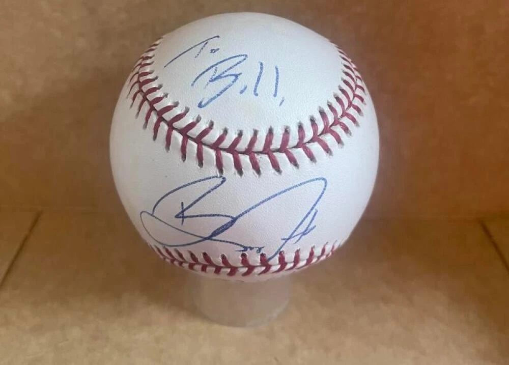 BARRY ZITO PERSONALIZED TO BILL A'S SIGNED AUTOGRAPHED M.L. BASEBALL BECKETT AUT