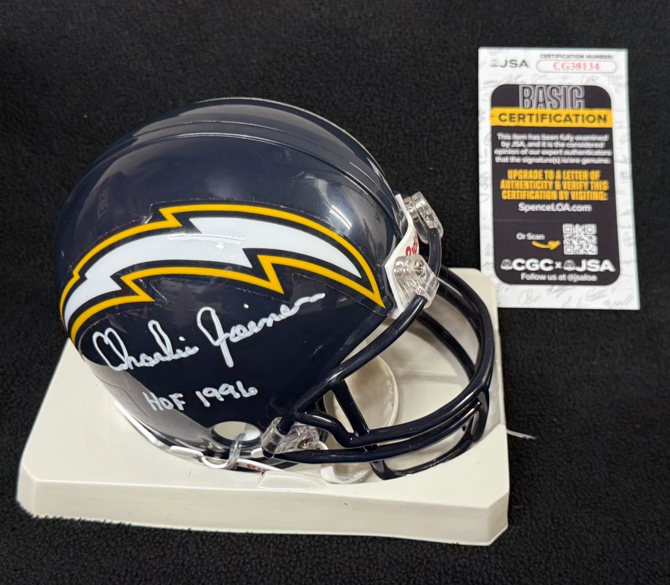 Charlie Joiner Signed & Inscribed San Diego Chargers Mini Helmet JSA COA