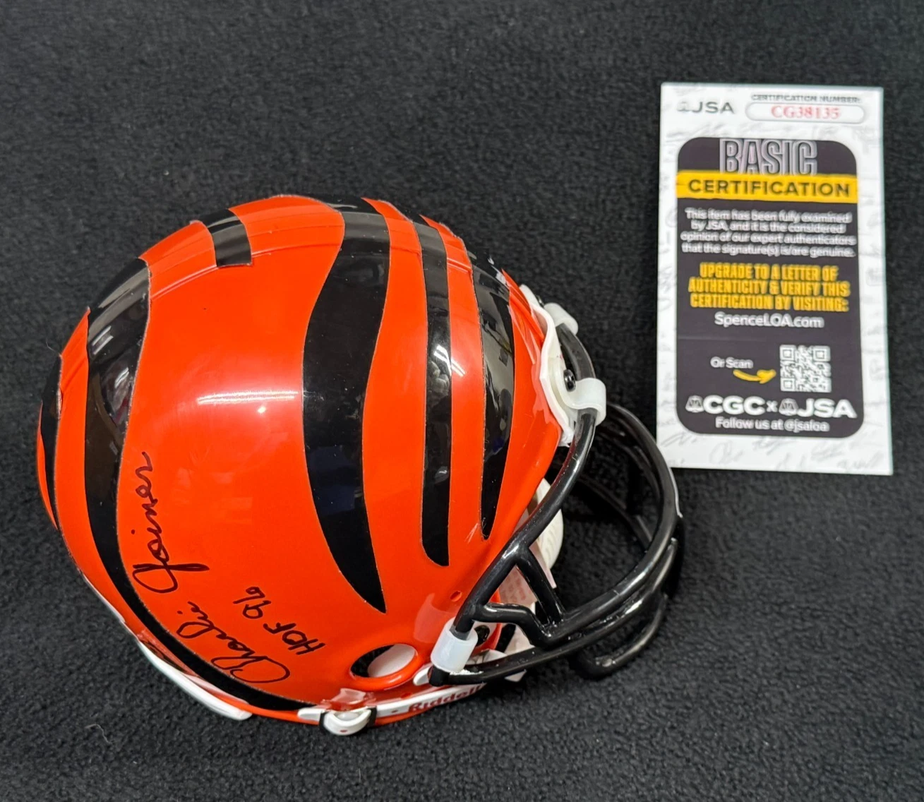 Charlie Joiner Signed & Inscribed Cincinatti Bengals Mini Helmet JSA COA