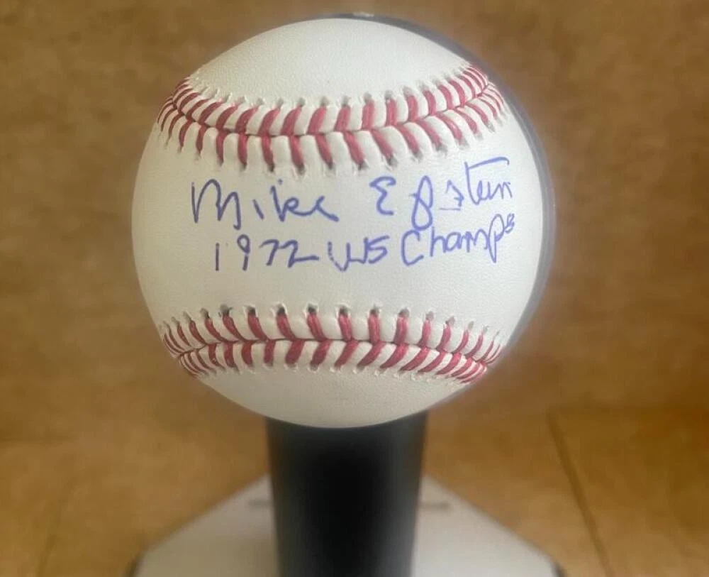 MIKE EPSTEIN 1972 WS CHAMPS A'S SIGNED AUTOGRAPHED M.L. BASEBALL BECKETT AUTH