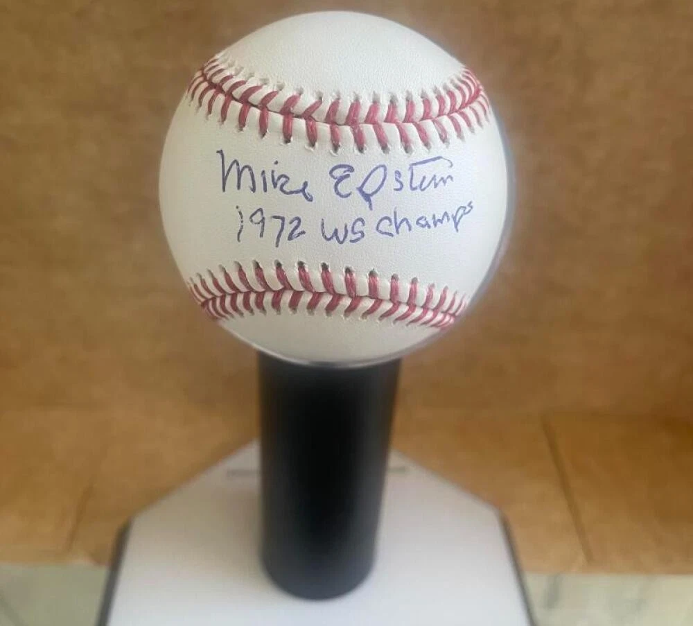 MIKE EPSTEIN 1972 WS CHAMPS A'S SIGNED AUTOGRAPHED M.L. BASEBALL BECKETT AUTH