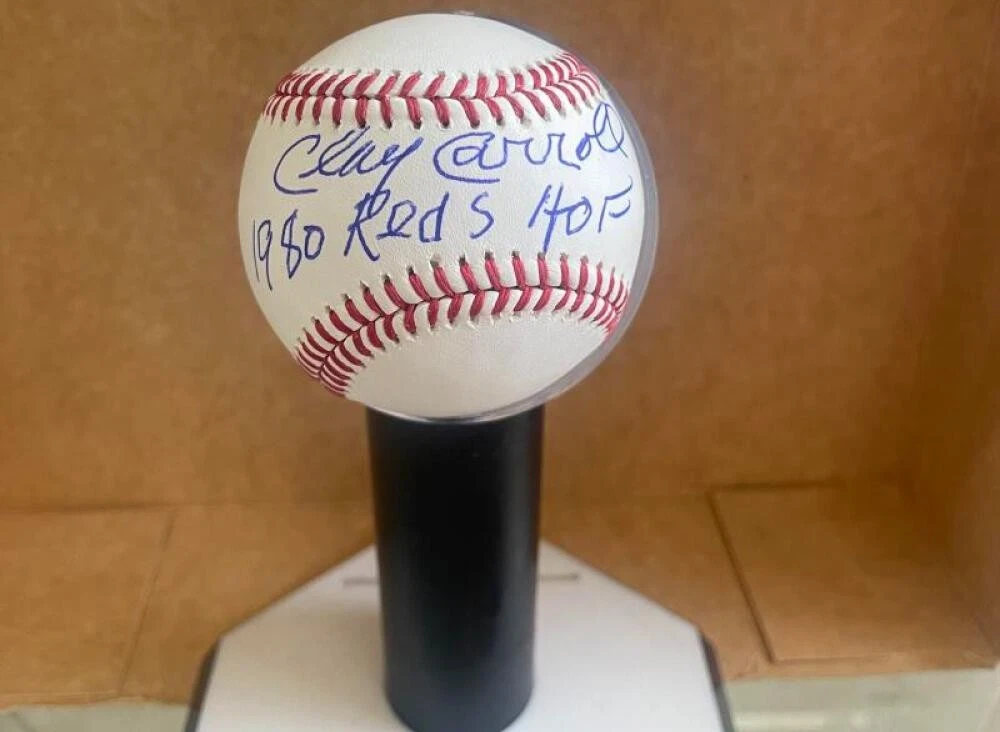 CLAY CARROLL REDS 75 WS CHAMPS SIGNED AUTOGRAPHED M.L. BASEBALL JSA AUTH