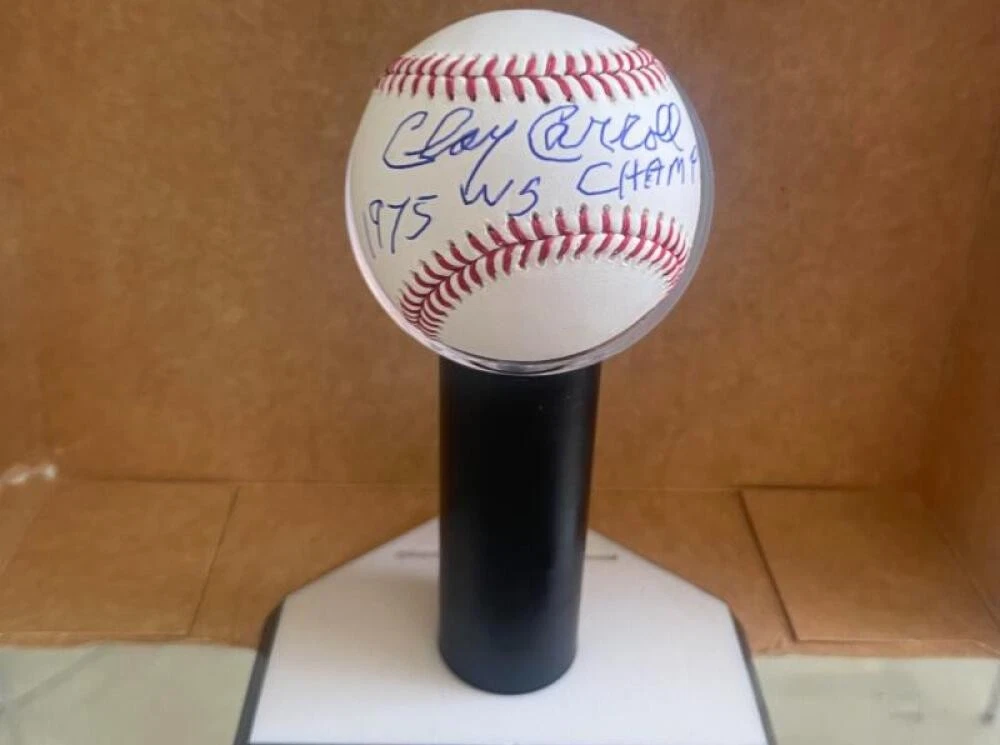 CLAY CARROLL REDS 75 WS CHAMPS SIGNED AUTOGRAPHED M.L. BASEBALL JSA AUTH