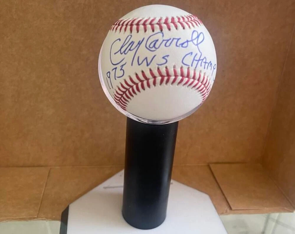 CLAY CARROLL REDS 75 WS CHAMPS SIGNED AUTOGRAPHED M.L. BASEBALL JSA AUTH