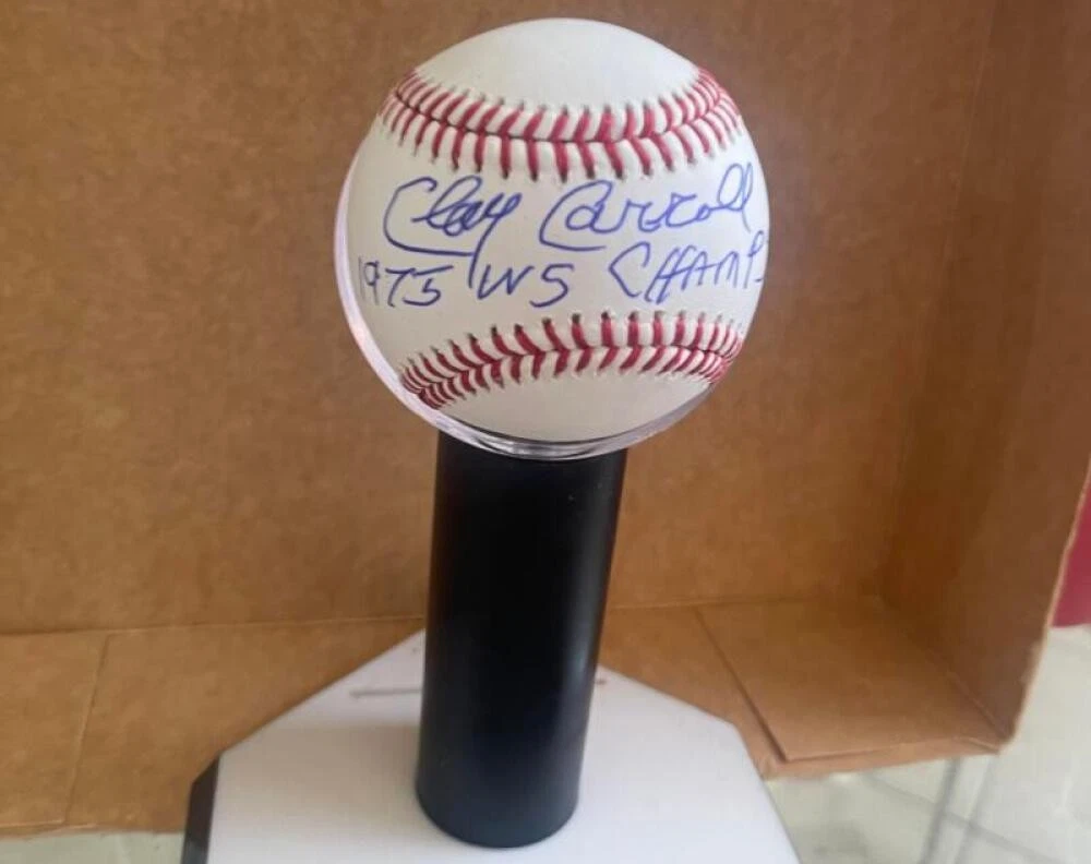 CLAY CARROLL REDS 75 WS CHAMPS SIGNED AUTOGRAPHED M.L. BASEBALL JSA AUTH