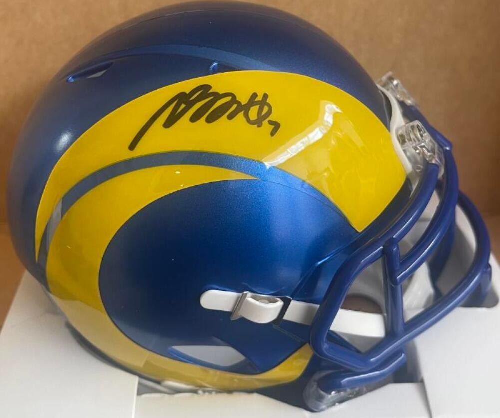 DEVANTE ADAMS RAMS SIGNED SPEED MINI HELMET BECKETT