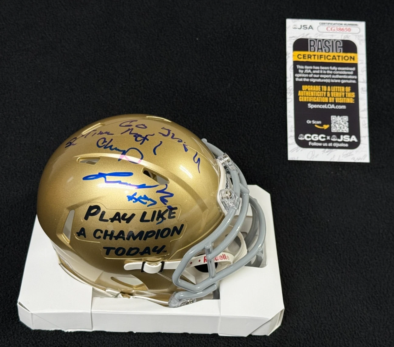 Luther Bradley Signed Notre Dame Fighting Irish Exclusive Mini Helmet JSA COA