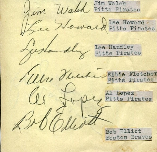 Junior Walsh Al Lopez Elbie Fletcher 1946 Pittsburgh Pirates +4 Signed Autograph