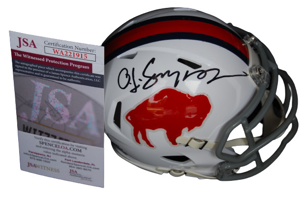 O.J. SIMPSON signed (BUFFALO BILLS) throwback mini football helmet JSA WA221915
