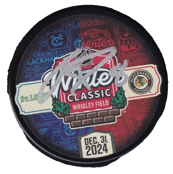 RYAN DONATO signed (CHICAGO BLACKHAWKS) 2024 WINTER CLASSIC dualling puck W/COA