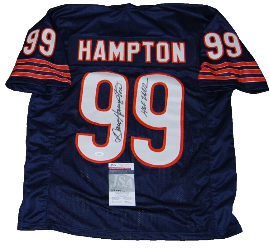DAN HAMPTON signed (CHICAGO BEARS) Custom Navy football jersey JSA WITNESSED