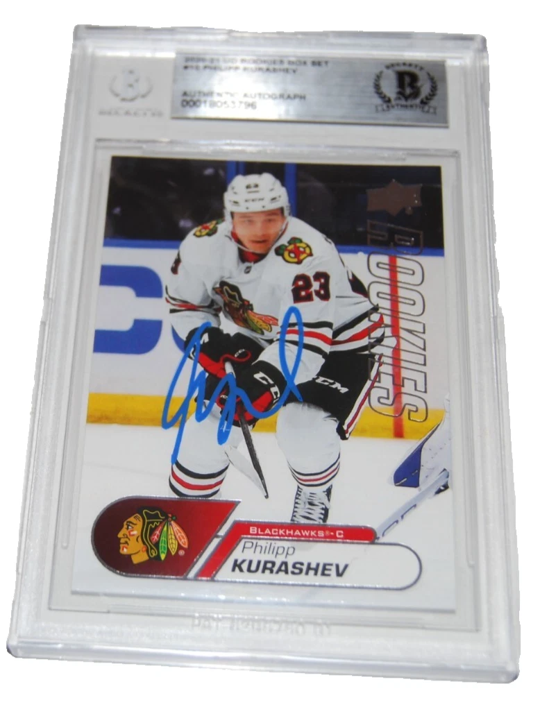 PHILIPP KURASHEV signed 2020-21 Upper Deck Blackhawks card BECKETT 00018053796