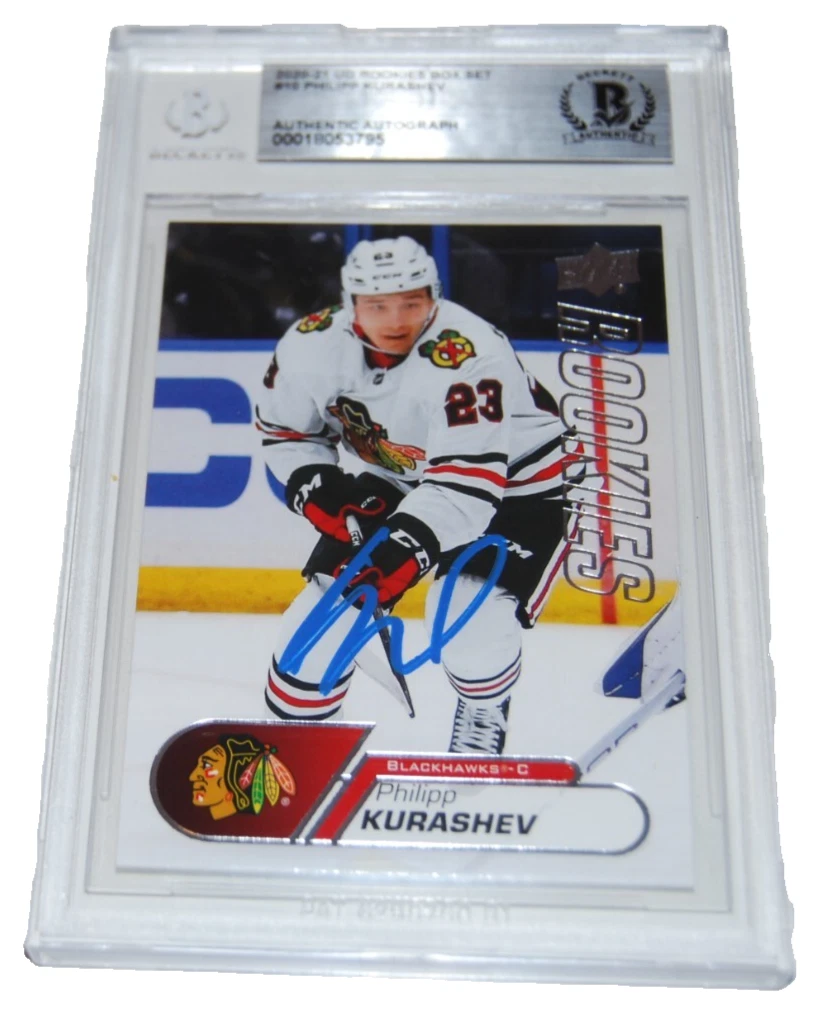 PHILIPP KURASHEV signed 2020-21 Upper Deck Blackhawks card BECKETT 00018053795