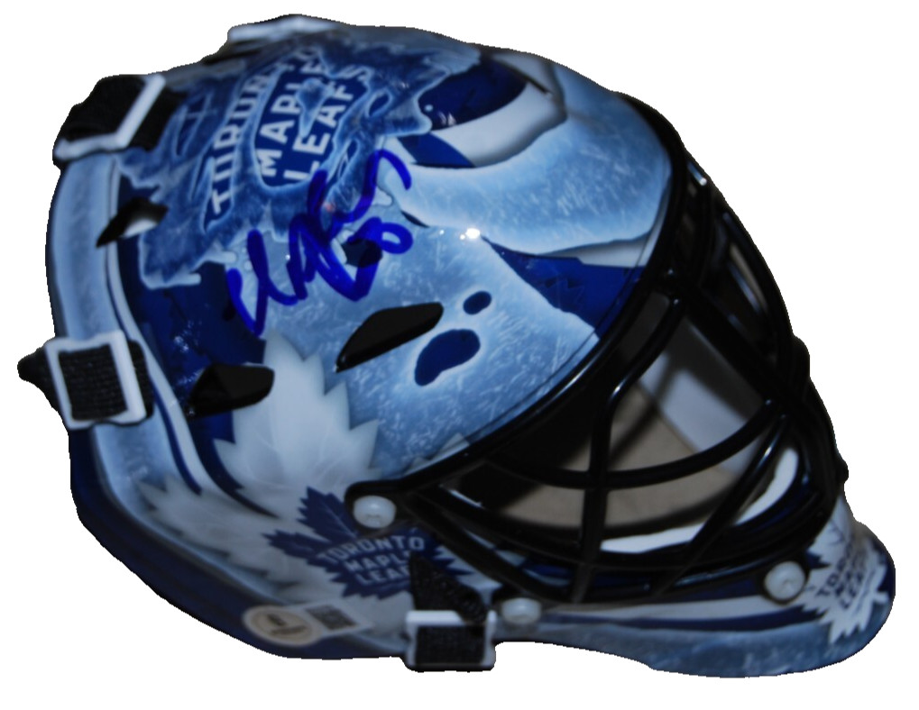 ED BELFOUR signed (TORONTO MAPLE LEAFS) mini goalie mask helmet BECKETT BS22763
