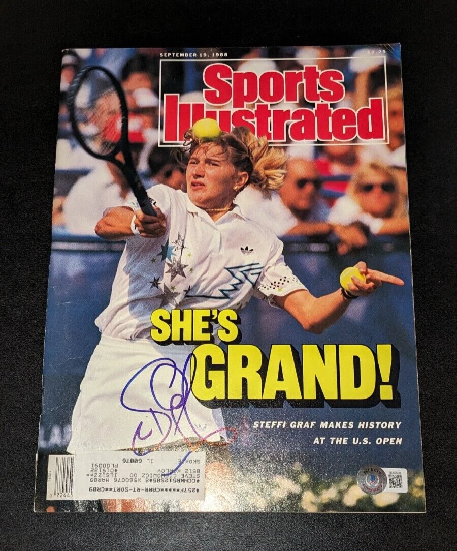 STEFFI GRAF signed autographed 1988 SPORTS ILLUSTRATED MAGAZINE BECKETT BAS RARE