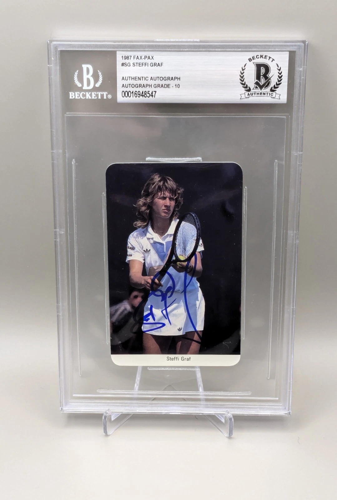 STEFFI GRAF signed autographed 1987 FAX PAX ROOKIE CARD RC BECKETT 10 (BAS) GOAT