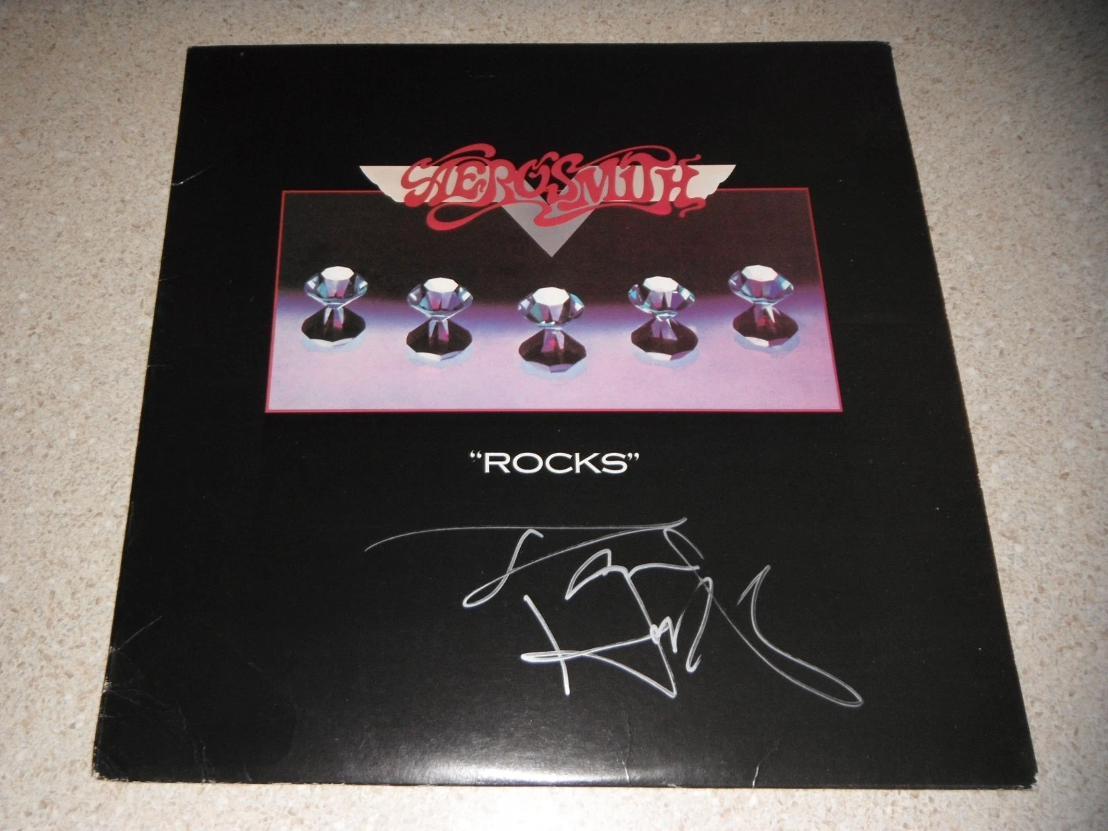 AEROSMITH TOM HAMILTON SIGNED ROCKS ALBUM LEGEND!!
