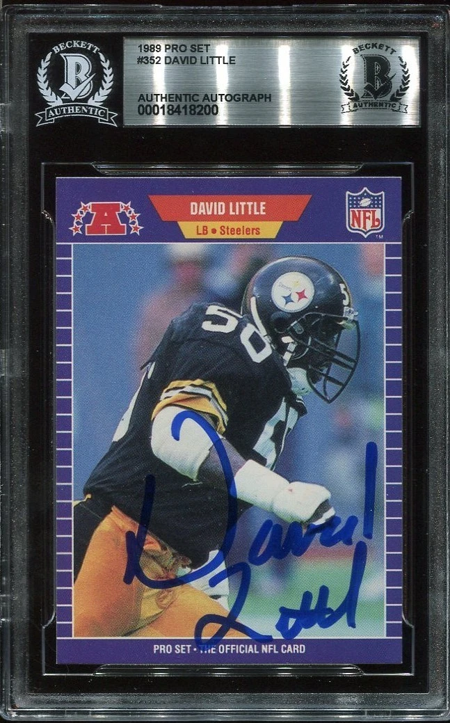 STEELERS DAVID LITTLE signed auto 1989 PRO SET CARD BECKETT (BAS) DECEASED 2005