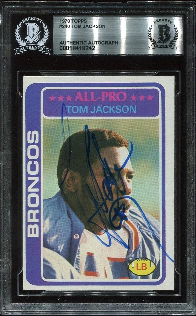 BRONCOS TOM JACKSON signed auto 1978 TOPPS ROOKIE CARD RC BECKETT (BAS) RARE