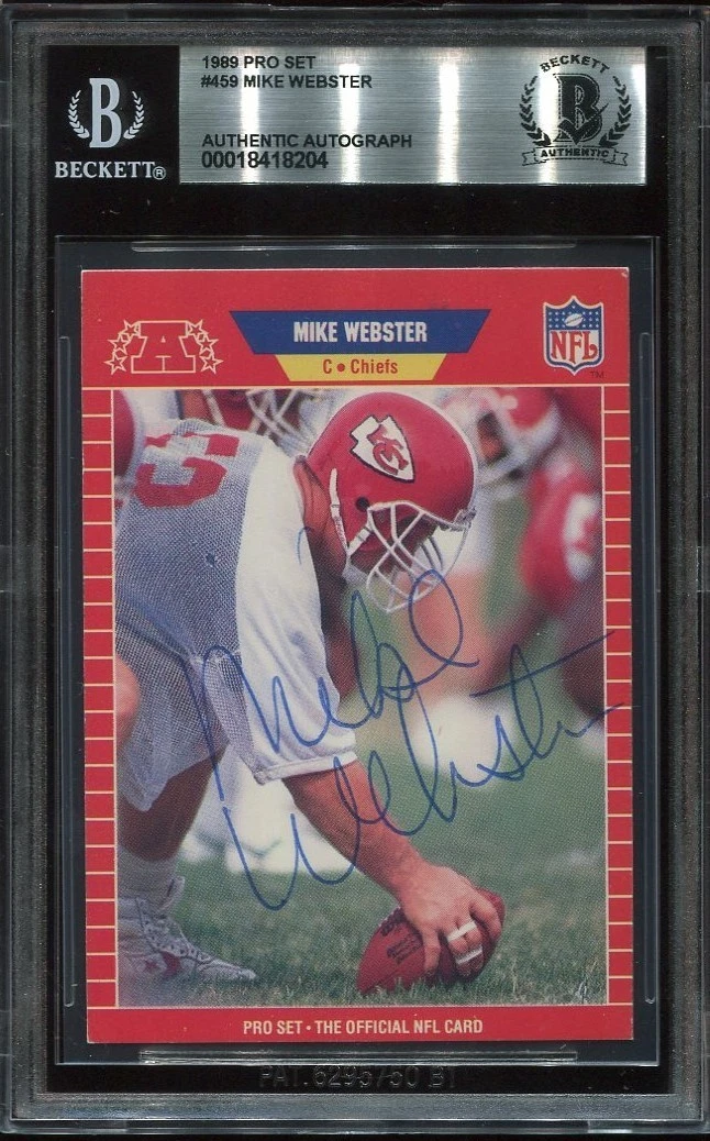 HOF MIKE WEBSTER signed auto 1989 PRO SET CARD BECKETT (BAS) DECEASED 2002