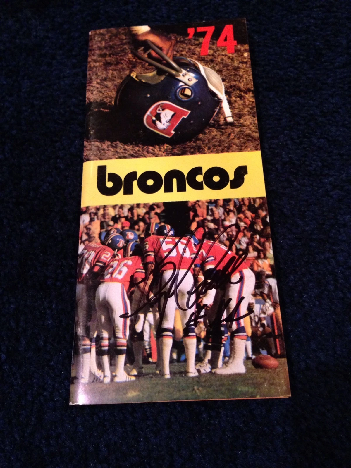 1974 DENVER BRONCOS MEDIA GUIDE SIGNED BY FLOYD LITTLE JSA COA WOW SU COLLECTIBLE MEMORABILIA