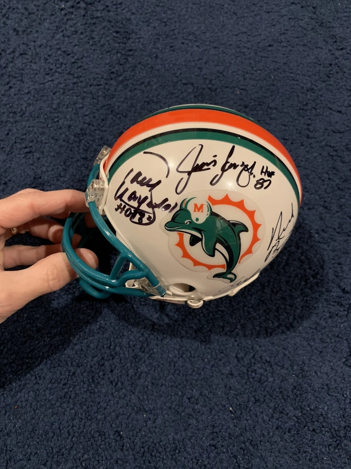 Dolphins Signed Mini Helmet Marino Csonka Griese Warfield Langer Bouniconti JSA
