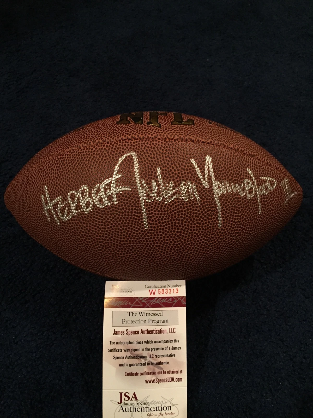 Herbert Jackson Youngblood III Signed Full Size Football JSA Full Name Jack Rams