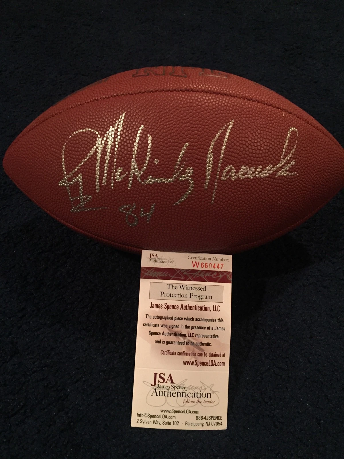 Jay McKinley Novacek Signed Full Size Football JSA, Cowboys With Full Name