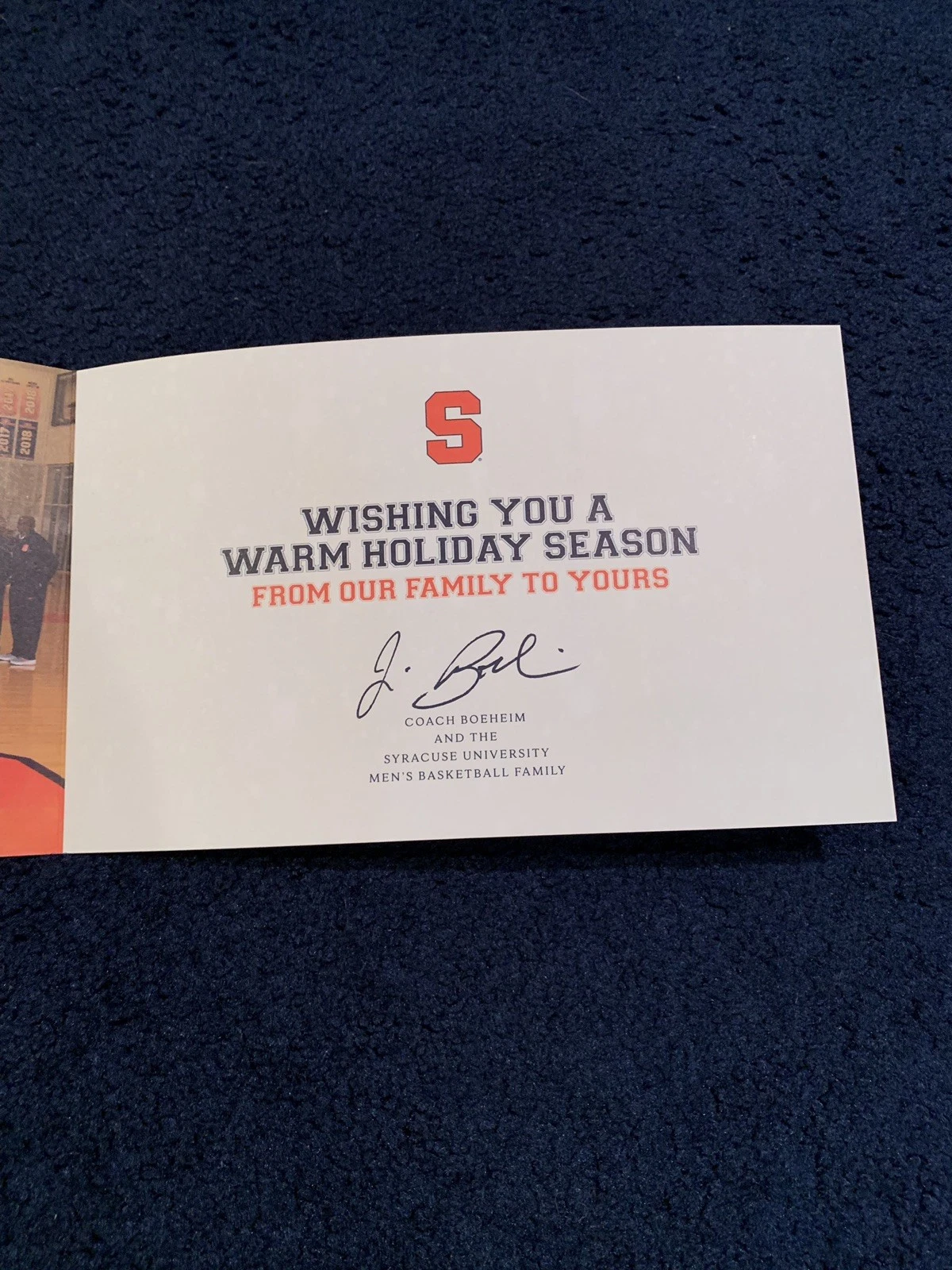 2018 SYRACUSE UNIVERSITY BASKETBALL HOLIDAY CARD BOEHEIM BATTLE OSHAE AWESOME COLLECTIBLE MEMORABILIA