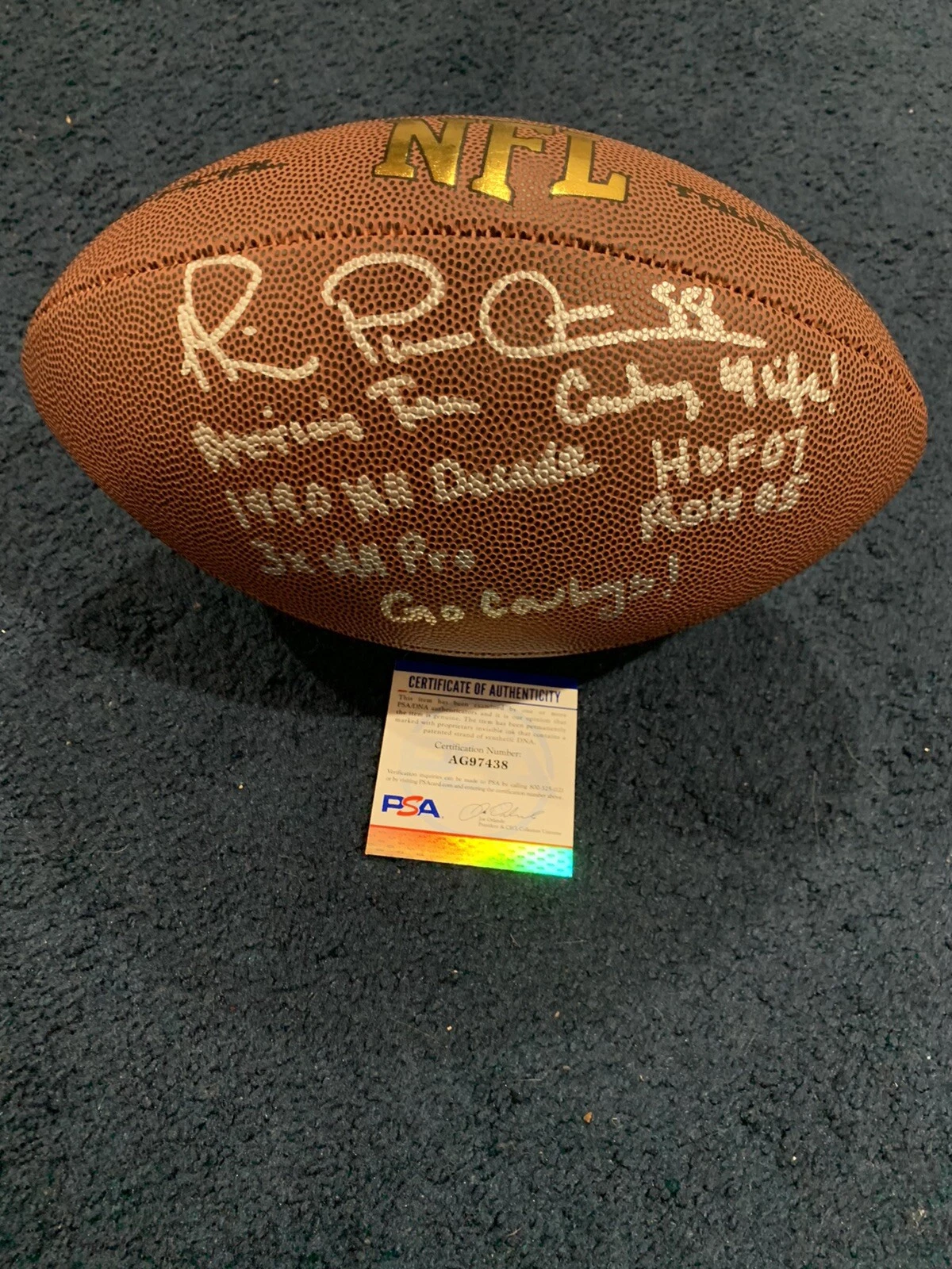 Rare Michael Irvin Signed Wilson Stat Football, JSA, 7 Inscriptions Cowboys