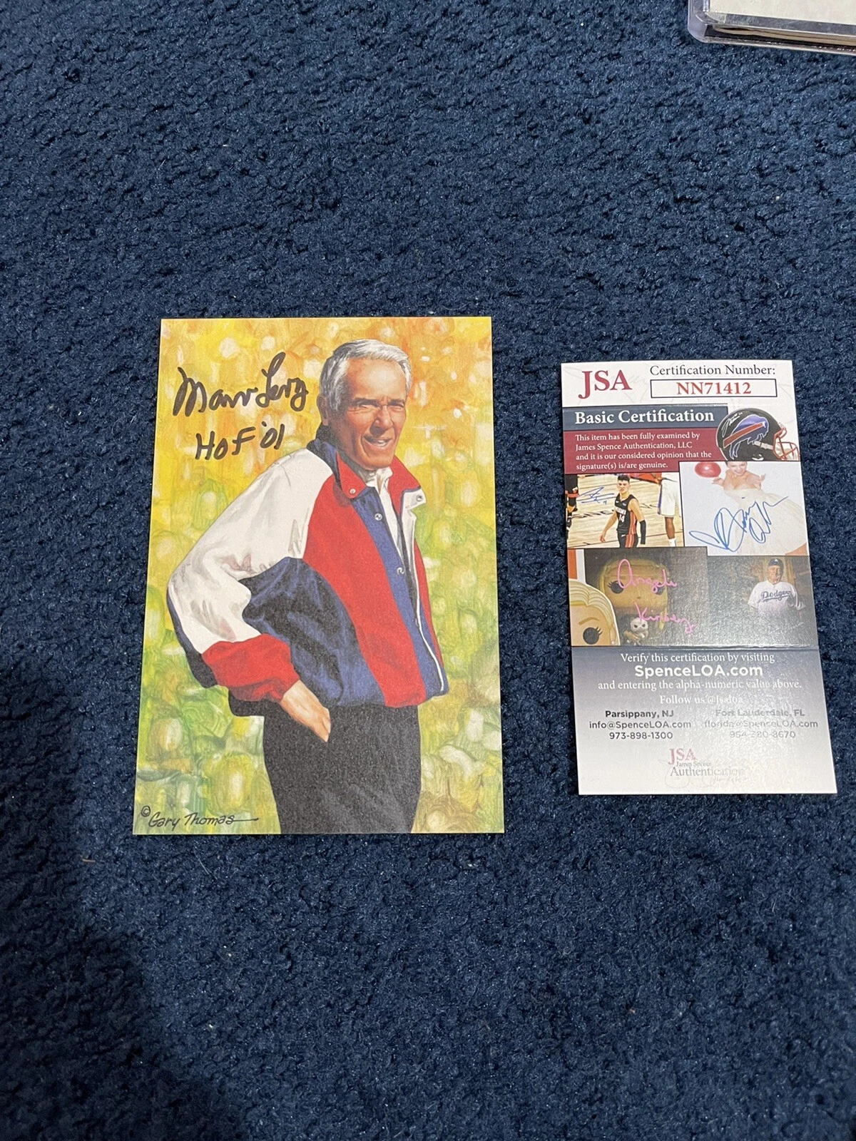 Buffalo Bills HOF Marv Levy Signed GLAC Goal Line Art Card JSA