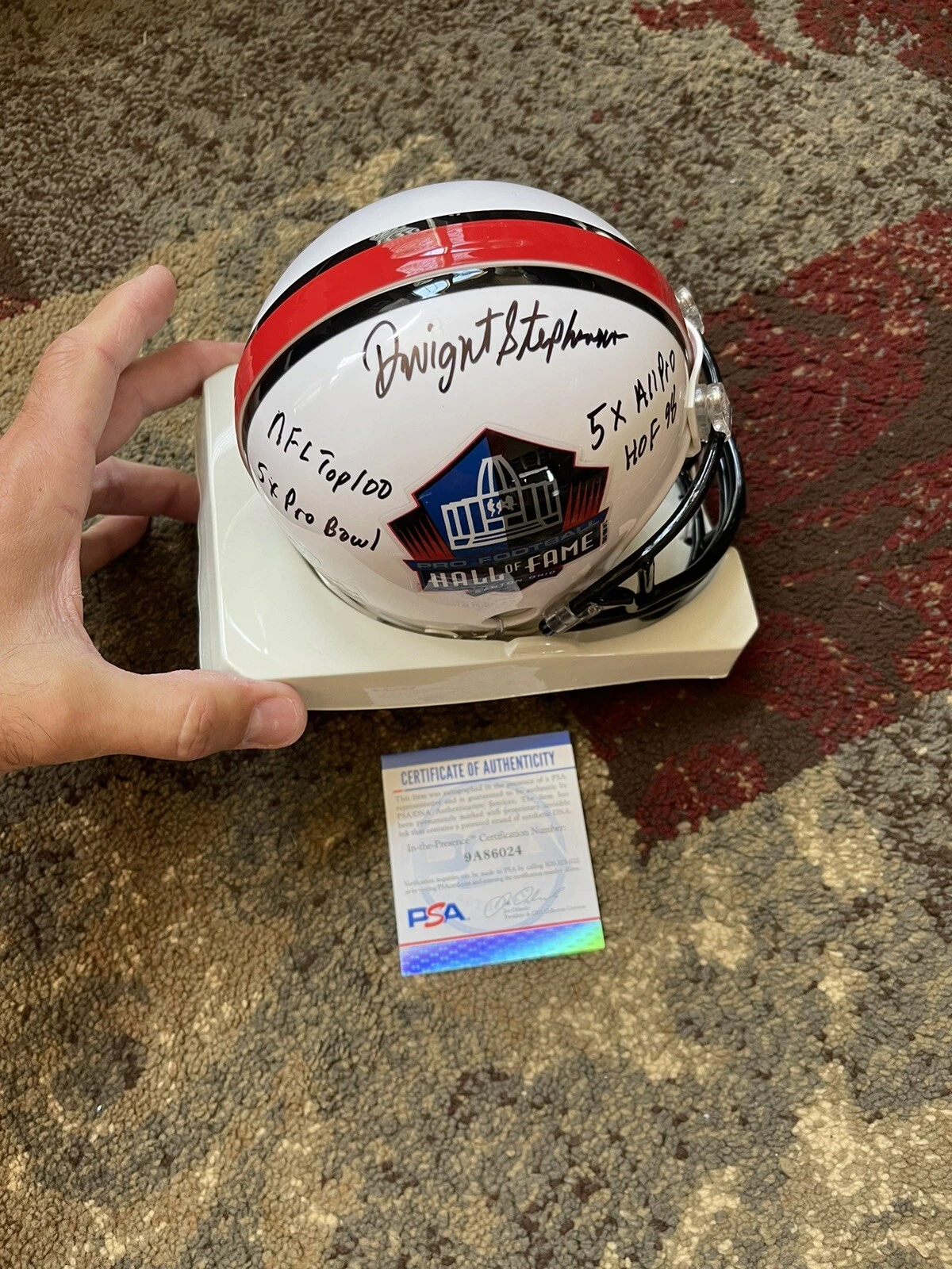 RARE Dwight Stephenson SIGNED 4 Stat HoF MINI HELMET PSA WITNESS Miami Dolphins