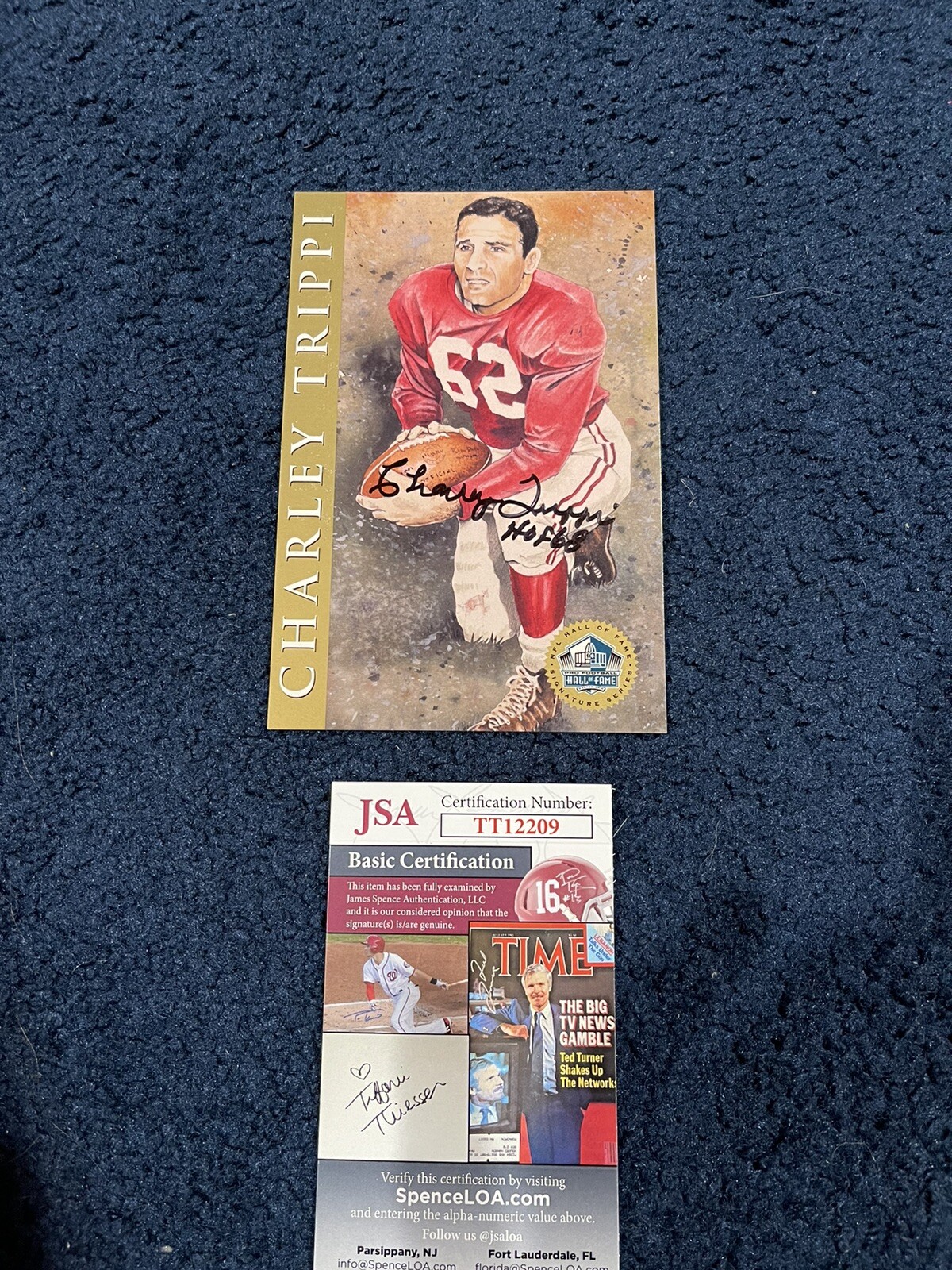 Cardinals HOF Charley Trippi Signed Hall of Fame Card JSA