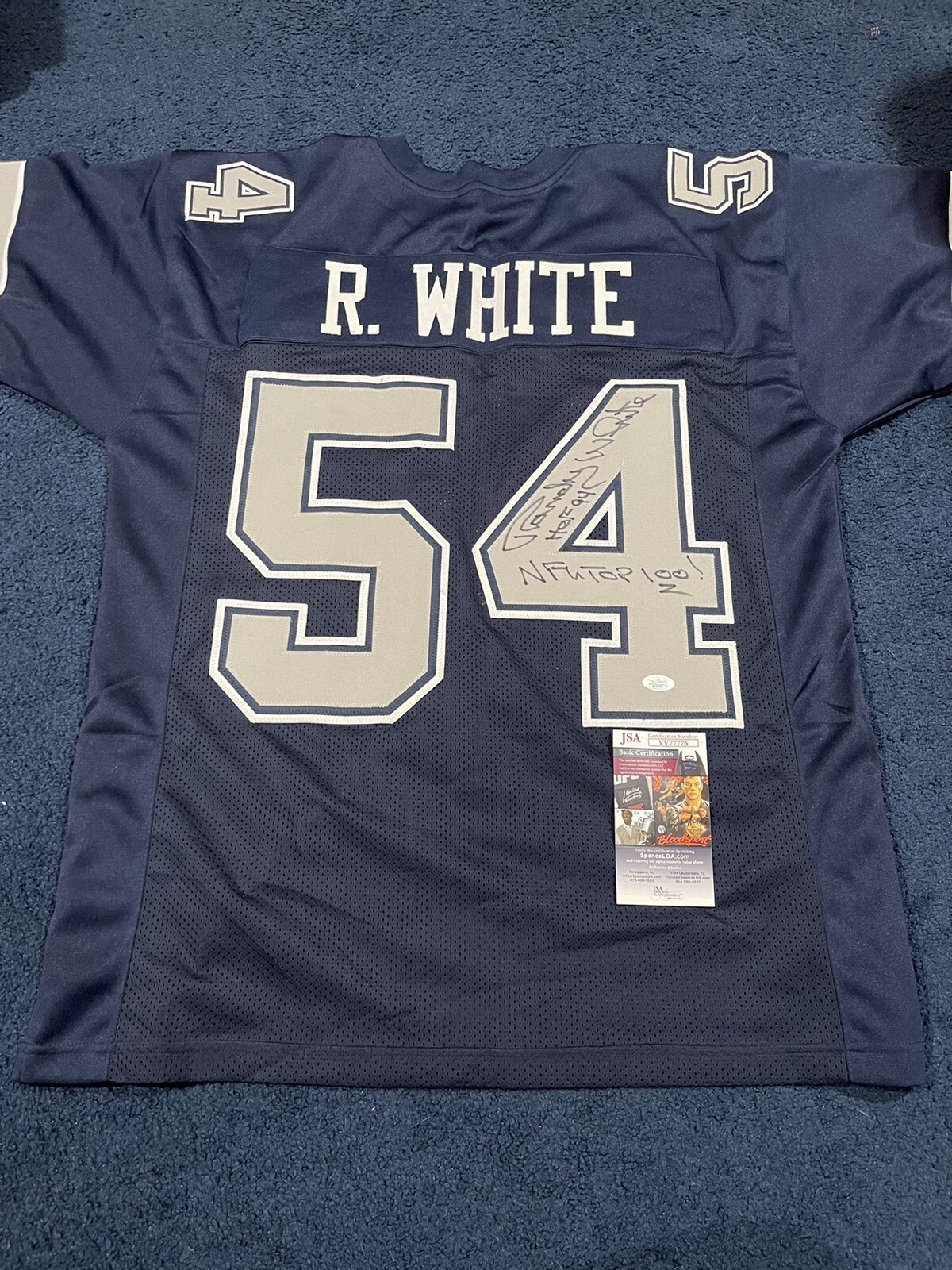 RANDY WHITE SIGNED DALLAS COWBOYS Stat JERSEY HOF 94 NFL TOP 100 JSA