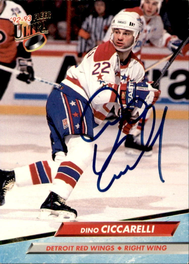 Dino Ciccarelli Signed 1992/93 Fleer Ultra Card #47 Detroit Red Wings