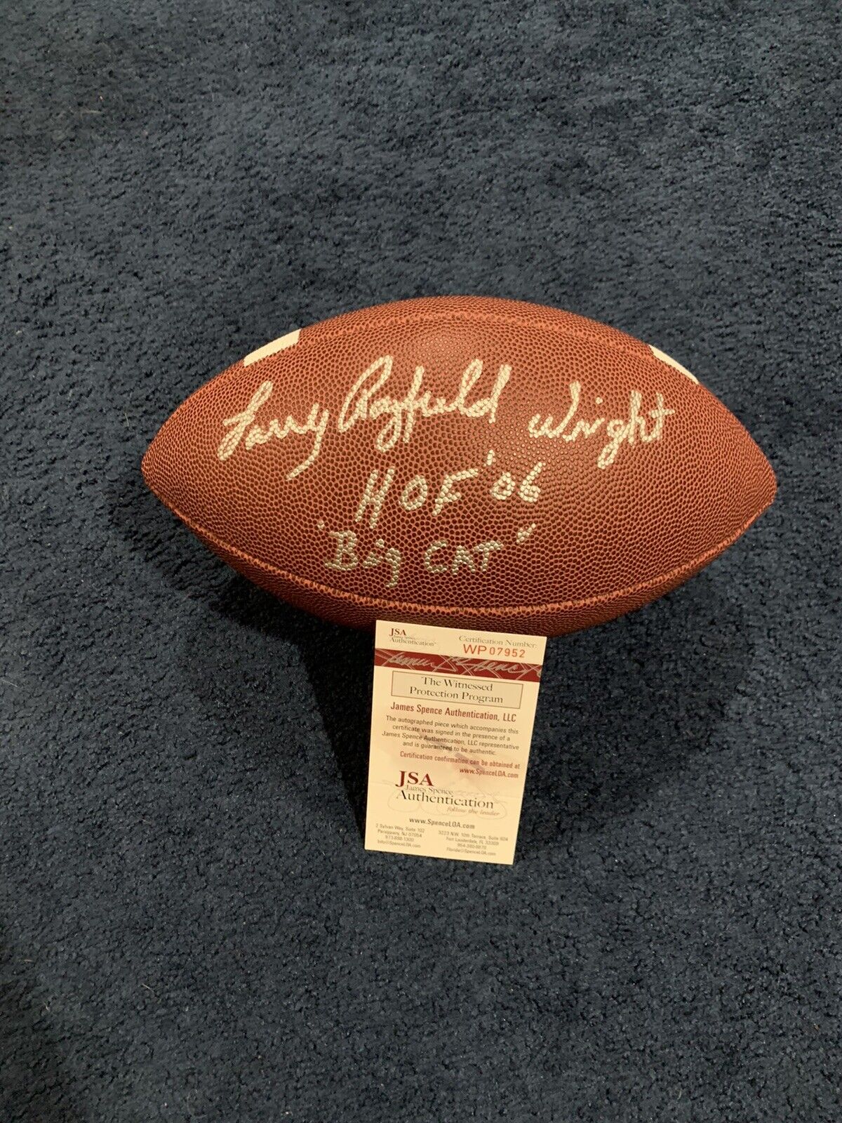 Rare Rayfield Wright Signed Stat Football JSA 2 Inscriptions, Full Name Cowboys