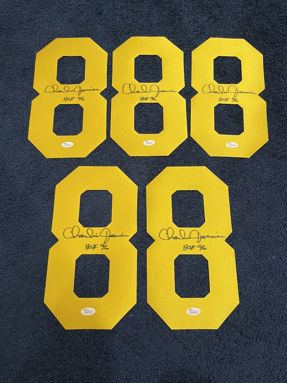 Lot Of 5 Charlie Joiner Signed Chargers FOOTBALL JERSEY NUMBERS “8” JSA Witness