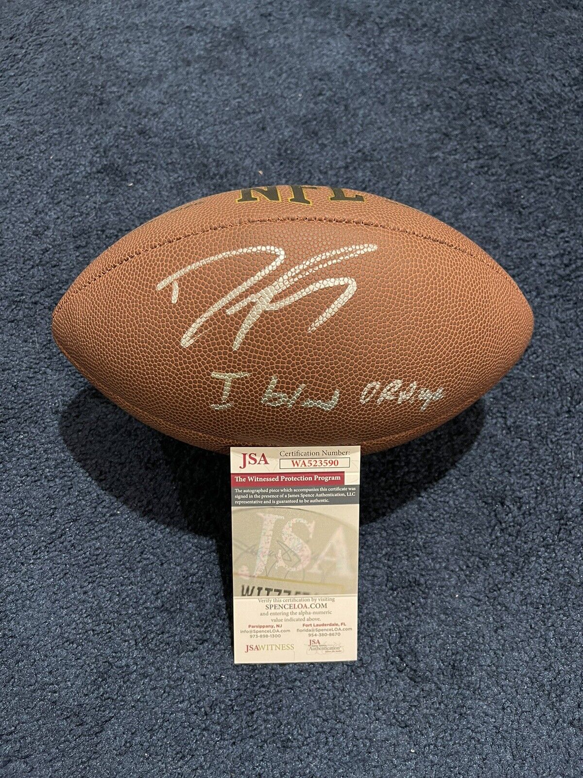 Dwight Freeney Signed Wilson Football JSA Witness Colts Syracuse I Bleed Orange