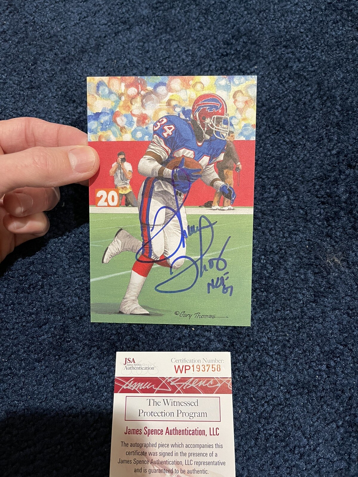 Buffalo Bills HOF Thurman Thomas Signed GLAC Goal Line Art Card JSA