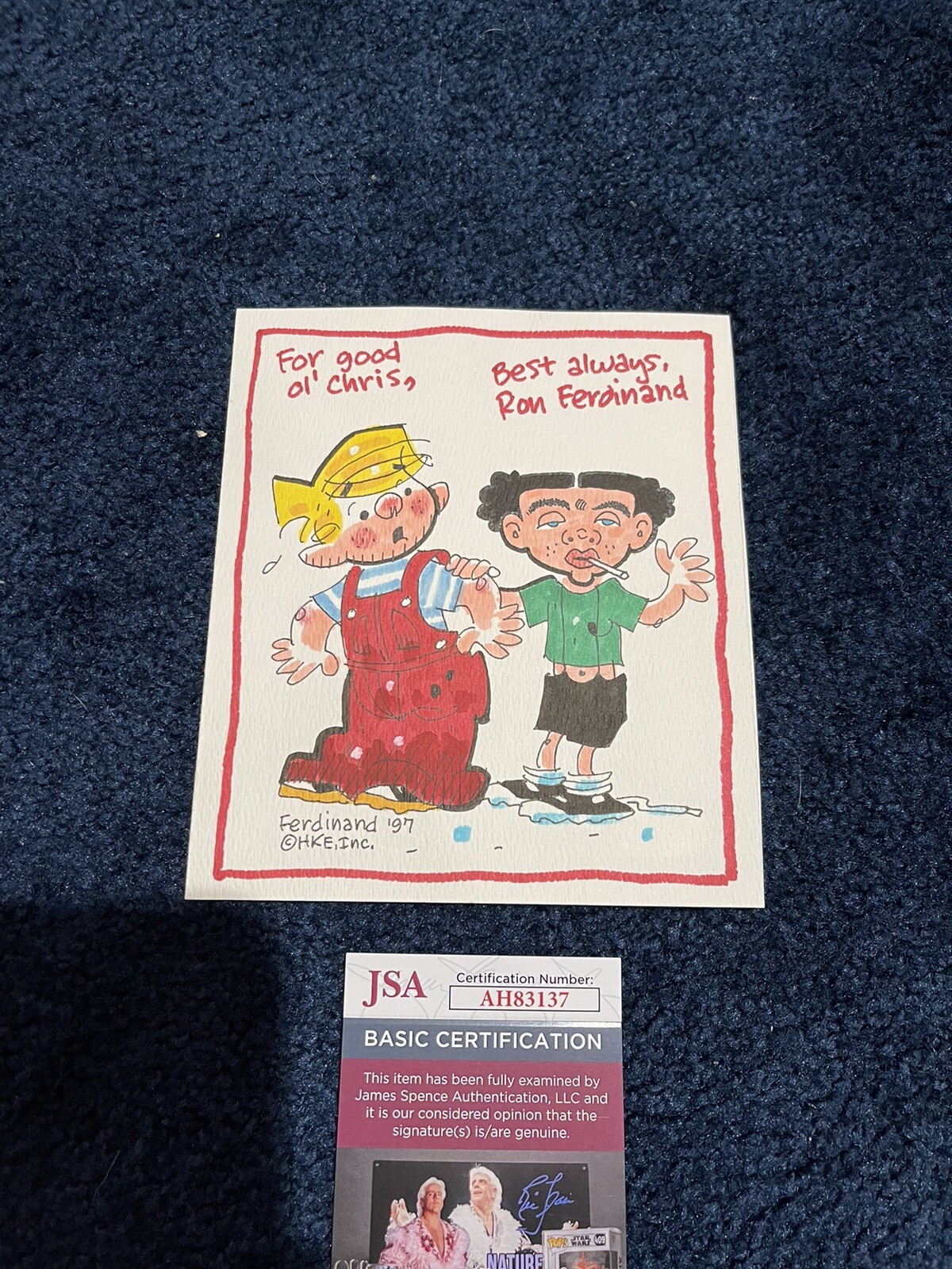 AWESOME Dennis the Menace ORIGINAL WATER COLOR Drawing with Flattop Ferdinand