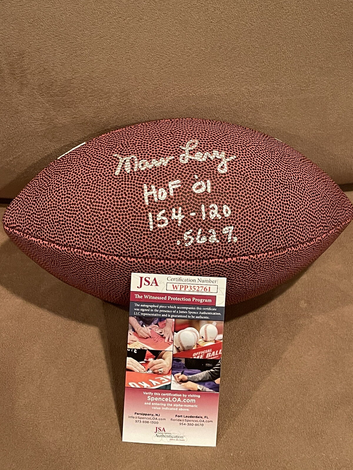 Marv Levy Signed Stat Full Size Football JSA, Buffalo  Bills W/ 3 Inscriptions