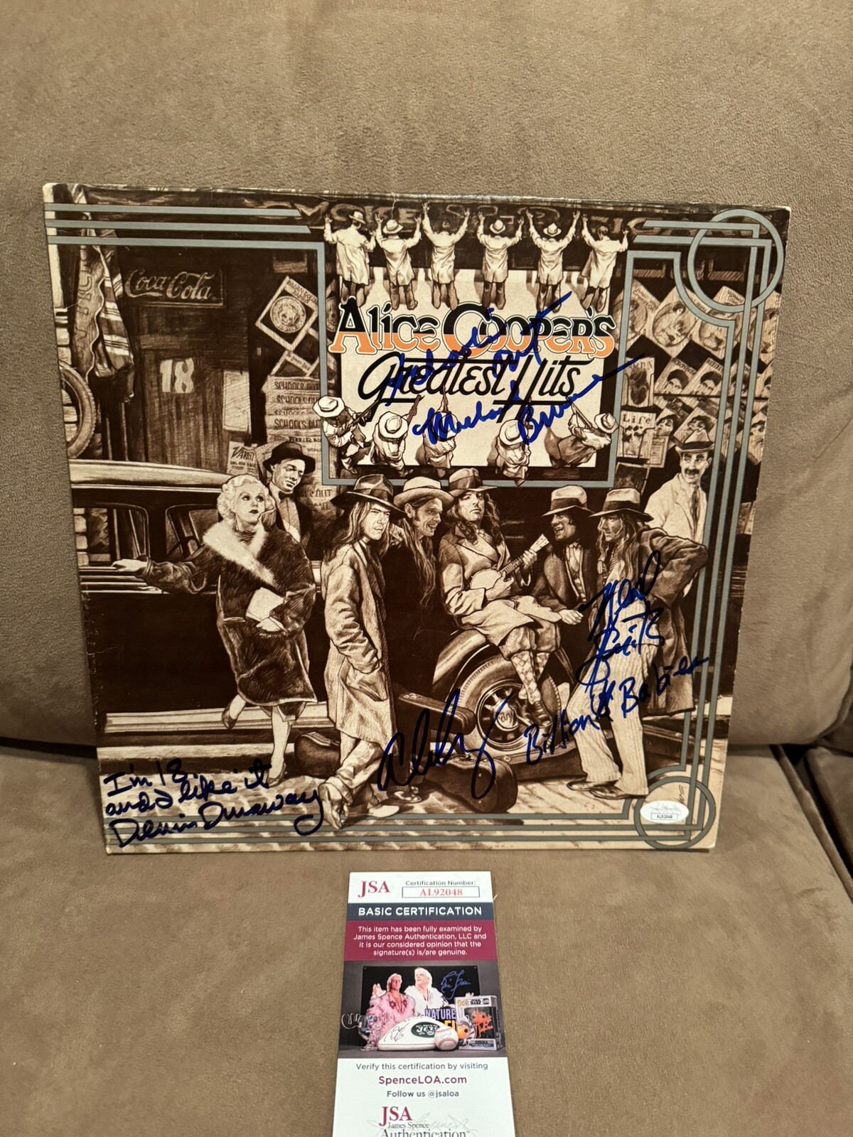 Alice Cooper Greatest Hits Signed Album by 4 Bruce, Smith, Dunaway JSA w/ Lyrics