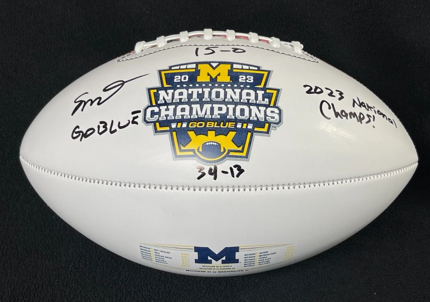 Semaj Morgan Signed Inscribed Michigan Wolverines National Champs Football