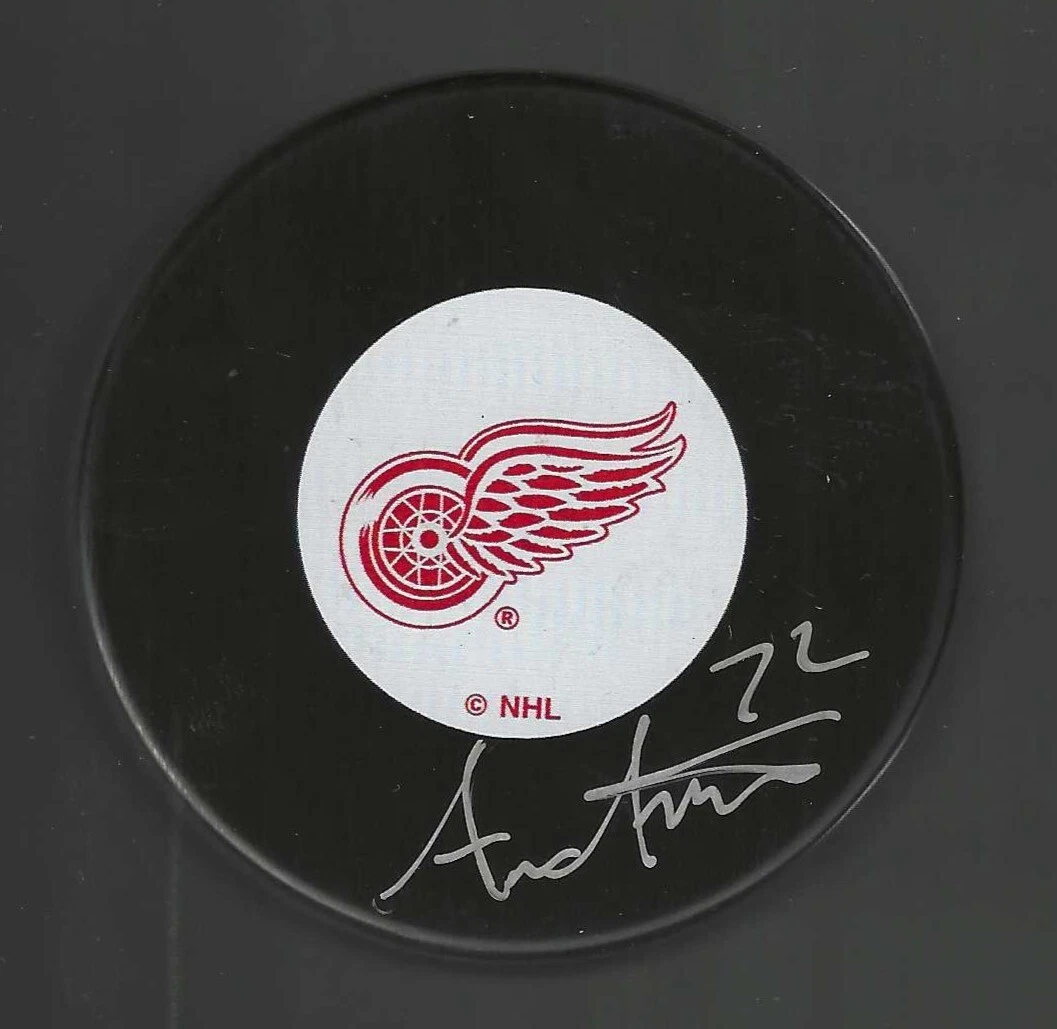 Andreas Athanasiou Signed Detroit Red Wings Puck