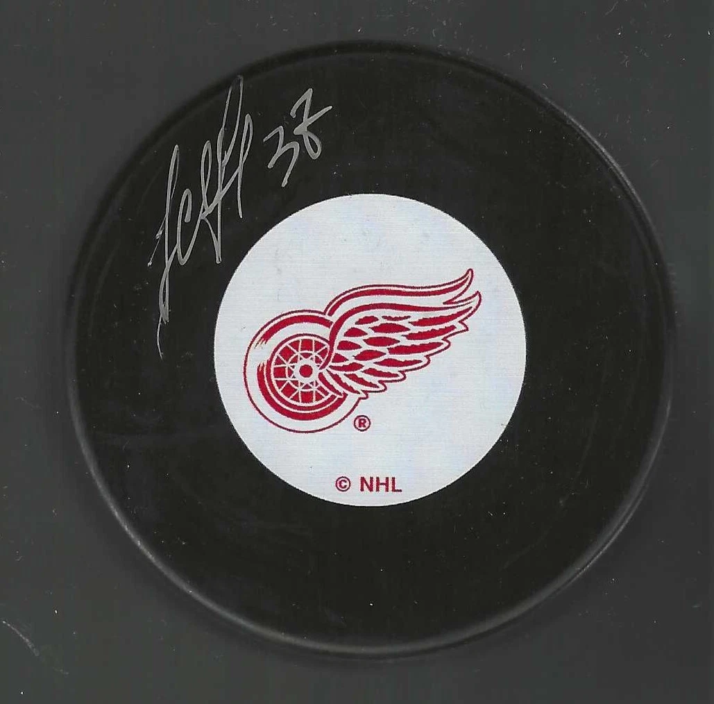 Evgeny Svechnikov Signed Detroit Red Wings Vintage Logo Puck